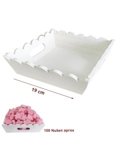 Caja Madera blanca ondulada 19x19x6cm 1ud para Mesa Dulce