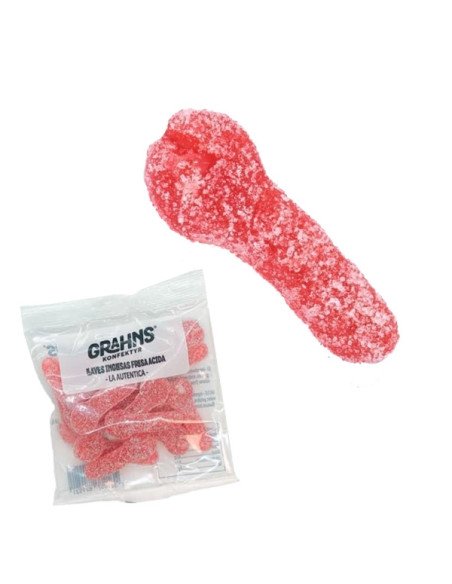 Goma ácida Llaves Inglesas de fresa rojas 85gr 14 Bolsitas Mr Flopo Pop