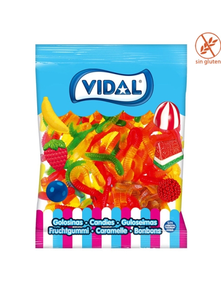 Chuches Goma Gusanos Brillo surtidos 1Kg (175uds) Vidal Golosinas