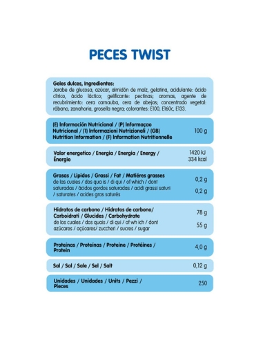 Chuches goma Peces Twist 250uds (1,5Kg) Vidal Golosinas
