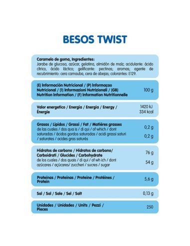 Chuches Besos Twist Fresa y Nata 250uds Vidal...