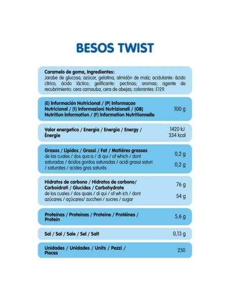 Chuches Besos Twist Fresa y Nata 250uds Vidal Golosinas