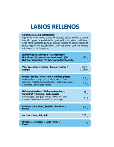 Chuches Rellenolas Labios Rellenos 75uds Vidal Golosinas