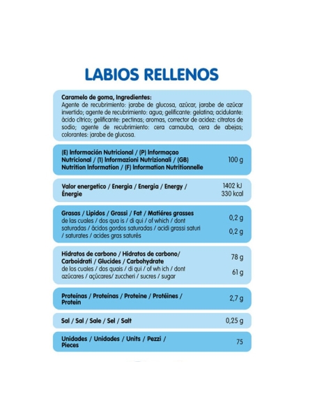 Chuches Rellenolas Labios Rellenos 75uds Vidal Golosinas