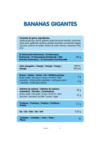 Chuches Rellenolas Maxi Banana Rellena 45uds de Vidal Golosinas