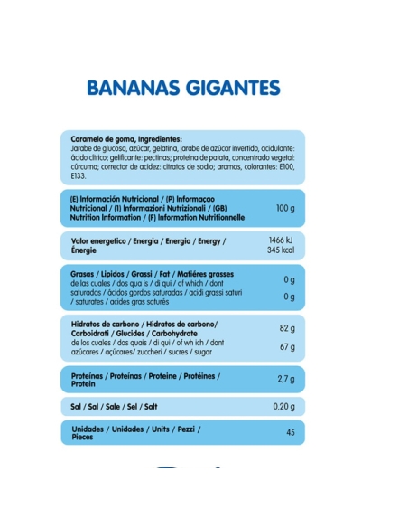 Chuches Rellenolas Maxi Banana Rellena 45uds de Vidal Golosinas