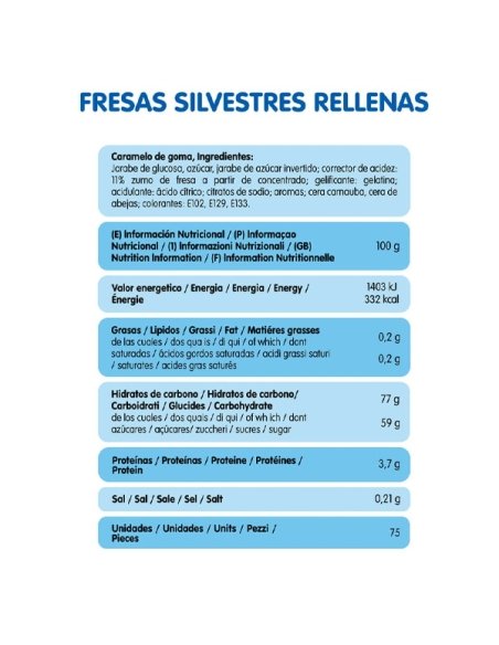 Chuches Rellenolas Fresas Silvestres Rellenas 75uds Vidal Golosinas