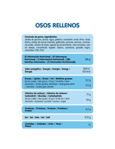 Chuches Rellenolas Osos Rellenos Rosas y Azules 75uds Vidal Golosinas