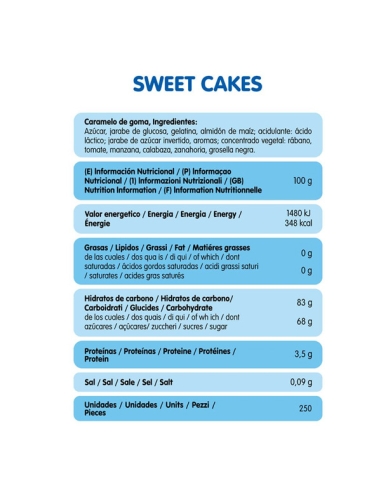 Tabla Mini chuches Tartitas Fresa y Nata Sweet cakes 250uds Vidal Golosinas