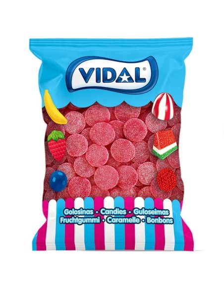 bolsa granel Chuches Monedas Euros con Pica de Fresa 250uds Vidal Golosinas