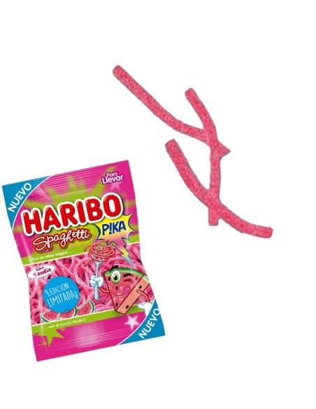 Regaliz rojo Spaguetis Sandía 18 Bolsitas 75Gr Haribo Golosinas