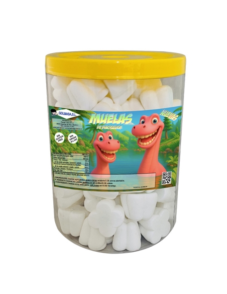 Nubes o Espuma Dulce Muelas de Dinosaurio Blanco 75uds Golmasa