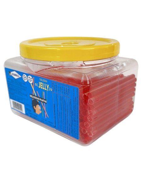 Cañas Gelatina Jelly sabor Fresa rojo 200uds Chuches Golmasa