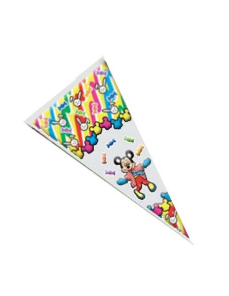 Bolsas Cono decorada Ratón 100uds vacías para chuches 20x40cm