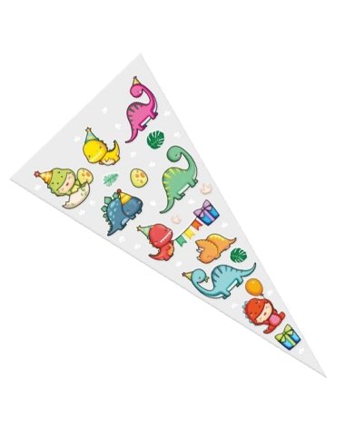 Bolsas Cono decorada Dinosaurios 100ud vacías para chuches 20x40cm