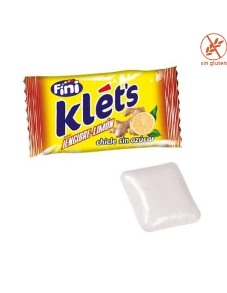 Chicles sin azúcar Klet's sabor Jengibre Limón 200uds Fini Golosinas