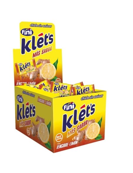 Chicles sin azúcar Klet's sabor Jengibre Limón 200uds Fini Golosinas