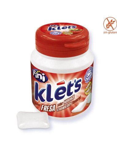 Chicles sin azúcar Klet's sabor Fresa 70 chicles 6 Botes Fini Golosinas