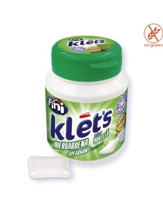 Chicles sin azúcar Klet's sabor Hierbabuena 70 chicles 6 Botes Fini Golosinas