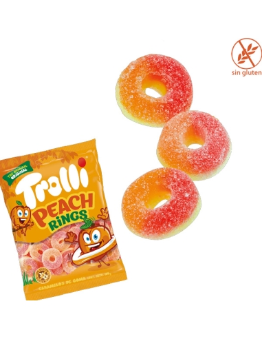 Chuches Aros melocotón de goma 12 bolsitas 100gr Trolli golosinas
