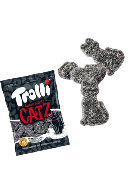 Chuches Gatos de regaliz de goma 12 bolsitas 100gr Trolli golosinas