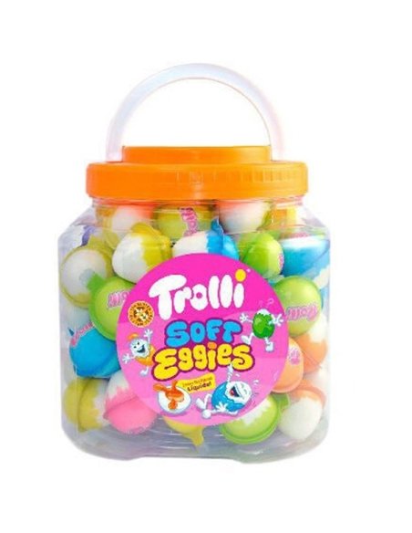 Chuches Huevos rellenos Soft Eggies de goma 75uds Trolli Golosinas
