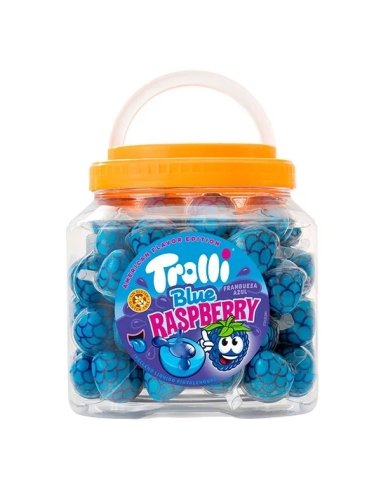 Chuches Bolas Moras rellenas Blue Raspberry goma 75uds Trolli Golosinas a granel