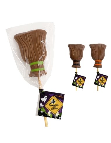 Piruleta Chocolate Halloween Escoba de Bruja 30Gr 18uds M.Duendes