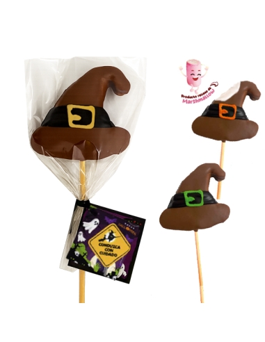 Piruleta Chocolate rellena Nube Gorro Bruja Halloween 30gr 25uds