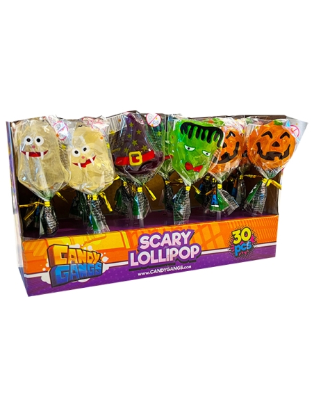 Piruletas Caramelo Halloween Scary Lollipop 30uds  expositor
