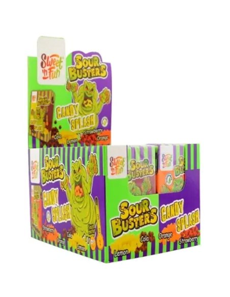 Cajitas caramelos ácidos 2 sabores Sour Buster Candy Splash 45g 16uds