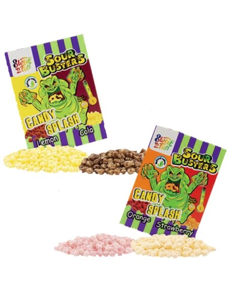 Cajitas caramelos ácidos 2 sabores Sour Buster Candy Splash 45g 16uds