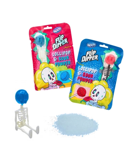Piruleta Esqueleto con pica pica Flip Dippers 18uds The Candy Factory
