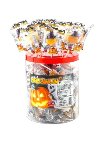 Piruleta Calabaza Halloween y Fantasma 13gr 100uds Sugars Magic