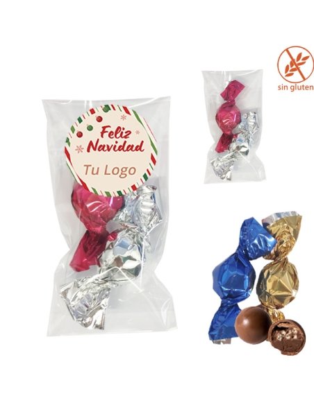 Bolsita 2 Maxi Bombones Crujientes detalle Navidad personalizados 1ud