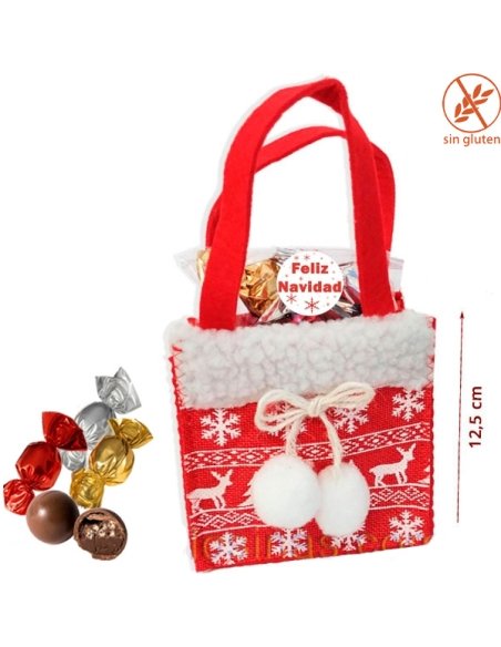 Bolsa Navidad Pompones 200Gr Bombones Personalizable