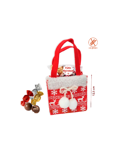 Bolsa Navidad Pompones 200Gr Bombones Personalizable