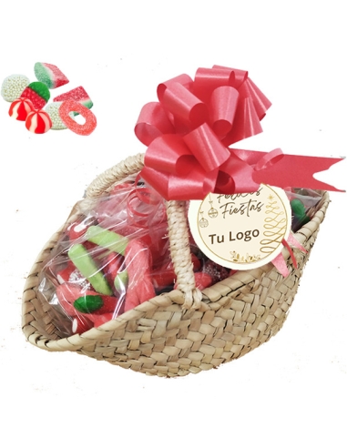 Cesto Grande Mimbre 700Gr Chuches Navidad Personalizable