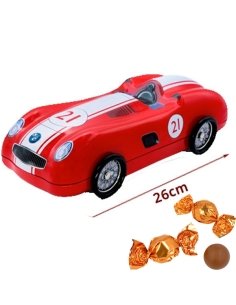 Caja Bombones Lata Coche 21 Rojo de Carreras 150gr Chocoday