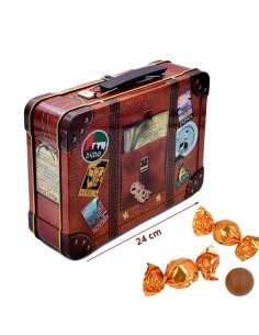 Caja Bombones Lata Vintage Maleta de Viaje 150Gr Chocoday
