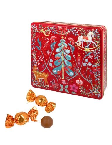 Caja Bombones lata Navidad Ornamentos Rojos 300gr Chocoday 150gr Chocoday