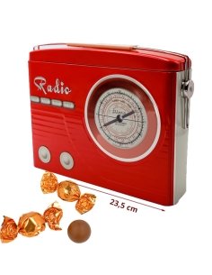 Caja Bombones Lata Radio Retro Roja 150Gr Chocoday