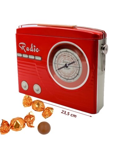 Caja Bombones Lata Radio Retro Roja 150Gr Chocoday