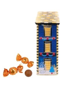 Caja Bombones Lata Casa Alta Azul Townhouse 150Gr Chocoday