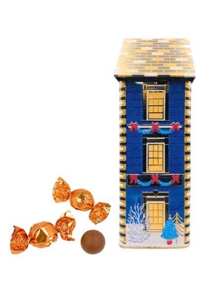 Caja Bombones Lata Casa Alta Azul Townhouse 150Gr Chocoday