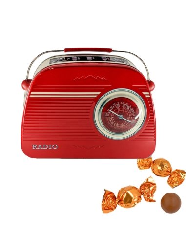 Caja Bombones Lata Grande Radio Retro Roja 300Gr Chocoday