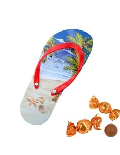 Caja de Bombones Lata Chancla de Playa 150Gr