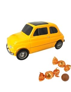 Caja Bombones Lata Coche Fiat 500 Amarillo 150Gr Chocoday