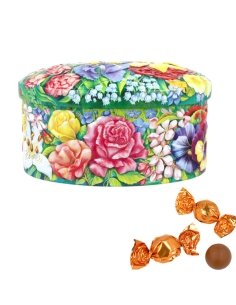 Caja Bombones Lata Redonda Flores 150Gr Chocoday