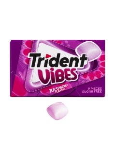 Chicle Trident Vibes Frambuesa Raspberry 16 cajitas de 9 chicles sin azúcar